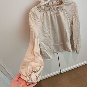 H&M Cream Blouse with Ruffled Neckline
